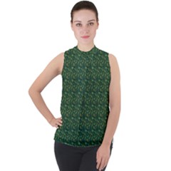 I Sail My Woods Mock Neck Chiffon Sleeveless Top by Sparkle