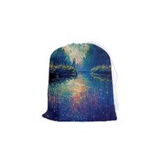 Oil Painting Night Scenery Fantasy Drawstring Pouch (small) by Ravend