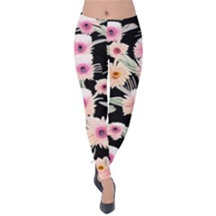 Watercolor Vintage Retro Floral Velvet Leggings by GardenOfOphir