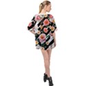Exotic Watercolor Botanical Flowers Pattern Oversized Chiffon Top View2