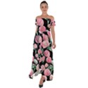 Boho Watercolor Botanical Flowers Off Shoulder Open Front Chiffon Dress View1