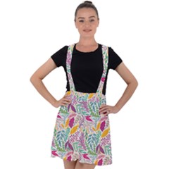 Leaves Colorful Leaves Seamless Design Leaf Velvet Suspender Skater Skirt by Ravend