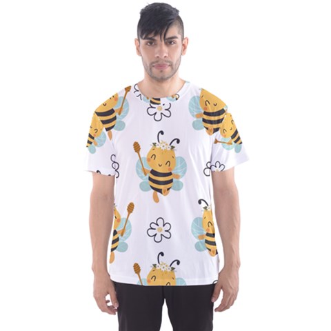 Art Bee Pattern Design Wallpaper Background Men s Sport Mesh Tee by Ravend