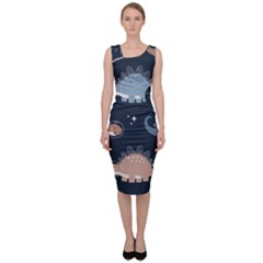 Dino Art Pattern Design Wallpaper Background Sleeveless Pencil Dress by Ravend