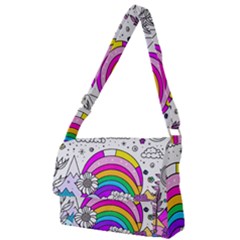 Rainbow Fun Cute Minimal Doodle Drawing Art Full Print Messenger Bag (l) by Ravend