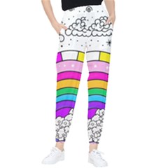 Rainbow Fun Cute Minimal Doodle Drawing Art Tapered Pants by Ravend