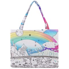 Rainbow Fun Cute Minimal Doodle Drawing Arts Mini Tote Bag by Ravend