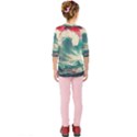 Storm Tsunami Waves Ocean Sea Nautical Nature Painting Kids  Quarter Sleeve Raglan Tee View2