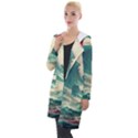 Storm Tsunami Waves Ocean Sea Nautical Nature Painting Hooded Pocket Cardigan View1