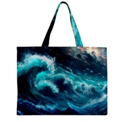 Thunderstorm Tsunami Tidal Wave Ocean Waves Sea Zipper Mini Tote Bag by Ravend