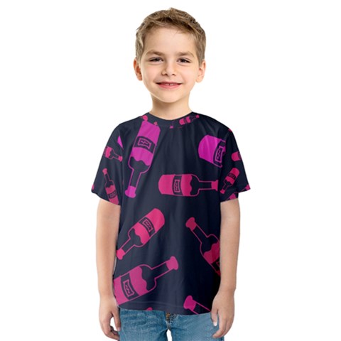 Wine Wine Bottles Background Graphic Kids  Sport Mesh Tee by Ravend
