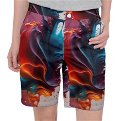 Ai Generated Swirl Splash Blaze Design Art Pocket Shorts by Ravend