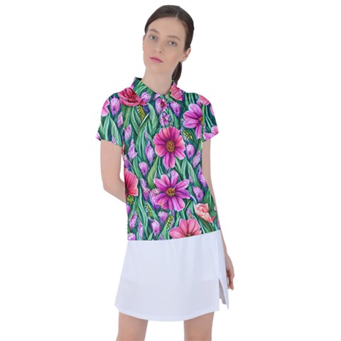Cheerful And Cheery Blooms Women s Polo Tee by GardenOfOphir