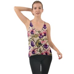 Flowers Pattern Decorative Wallpaper Scrapbooking Chiffon Cami by Ravend