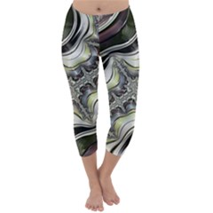 Fractal Background Pattern Texture Abstract Design Art Capri Winter Leggings  by Ravend