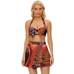 Fractal Background Pattern Texture Abstract Design Vintage Style Bikini Top And Skirt Set  by Ravend