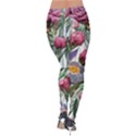 Watercolor Tropical Flowers Velvet Leggings View2