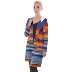 Summer Sunset Over The Ocean Hooded Pocket Cardigan by GardenOfOphir