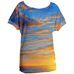 Orange Sunset On The Beach Women s Oversized Tee by GardenOfOphir