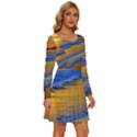 Waves Of Gold Long Sleeve Wide Neck Velvet Dress View3