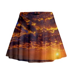 Orange Sunburst Mini Flare Skirt by GardenOfOphir