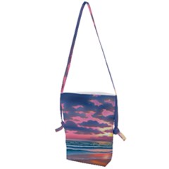 Sunset Over The Beach Folding Shoulder Bag by GardenOfOphir