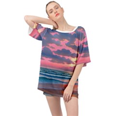 Sunset Over The Beach Oversized Chiffon Top by GardenOfOphir