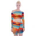 Golden Sunsets And Crisp Air Off Shoulder Top with Mini Skirt Set View1