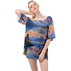 Beautiful Sunset Oversized Chiffon Top by GardenOfOphir