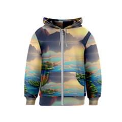 Breathtaking Sunset Kids  Zipper Hoodie by GardenOfOphir