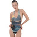 Dazzling Sunset Backless Halter One Piece Swimsuit View1