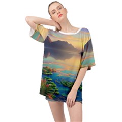 Exquisite Sunset Oversized Chiffon Top by GardenOfOphir