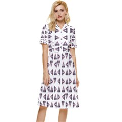 Happy Hound Funny Cute Gog Pattern Button Top Knee Length Dress by dflcprintsclothing
