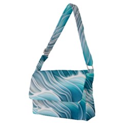 Pastel Blue Ocean Waves Iii Full Print Messenger Bag (m) by GardenOfOphir