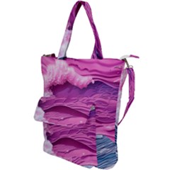Abstract Pink Ocean Waves Shoulder Tote Bag by GardenOfOphir