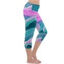 Pink Ocean Waves Capri Yoga Leggings View3