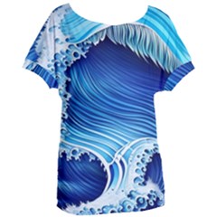 Watercolor Wave Women s Oversized Tee by GardenOfOphir