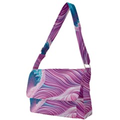 Pink Water Waves Full Print Messenger Bag (s) by GardenOfOphir