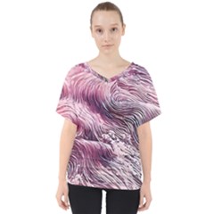 Abstract Pink Ocean Waves V-neck Dolman Drape Top by GardenOfOphir