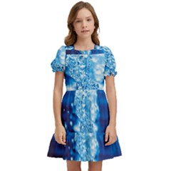 Water Blue Wallpaper Kids  Puff Sleeved Dress by artworkshop