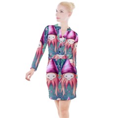 Toadstool Necromancy Mojo Button Long Sleeve Dress by GardenOfOphir