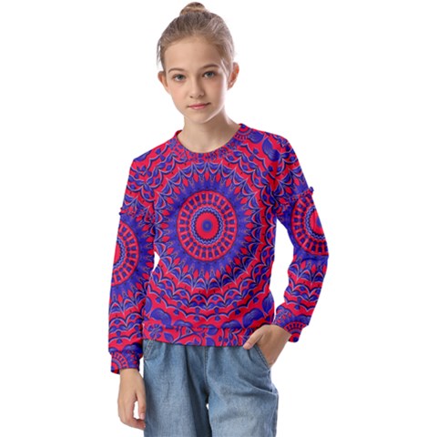 Background Wallpaper Geometric Digital Art Kids  Long Sleeve Tee With Frill  by Ravend