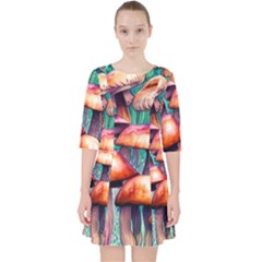 Charming Toadstool Quarter Sleeve Pocket Dress by GardenOfOphir