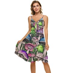 Necromancy Of The Mushroom Sleeveless Tie Front Chiffon Dress by GardenOfOphir