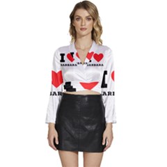 I Love Barbara Long Sleeve Tie Back Satin Wrap Top by ilovewhateva