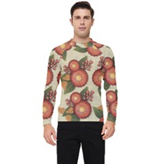 Flowers Leaves Pattern Flora Botany Drawing Art Men s Long Sleeve Rash Guard by Ravend