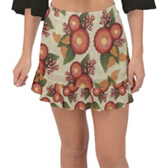 Flowers Leaves Pattern Flora Botany Drawing Art Fishtail Mini Chiffon Skirt by Ravend