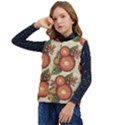Flowers Leaves Pattern Flora Botany Drawing Art Kid s Short Button Up Puffer Vest	 View3
