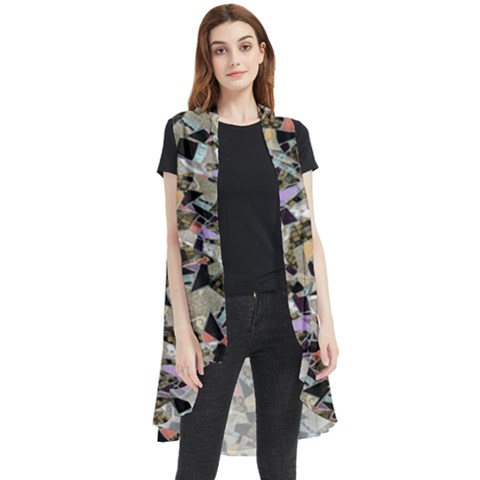 Mystic Geometry Abstract Print Sleeveless Chiffon Waistcoat Shirt by dflcprintsclothing