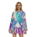 Magician s Charm Mushroom Round Neck Long Sleeve Bohemian Style Chiffon Mini Dress View1